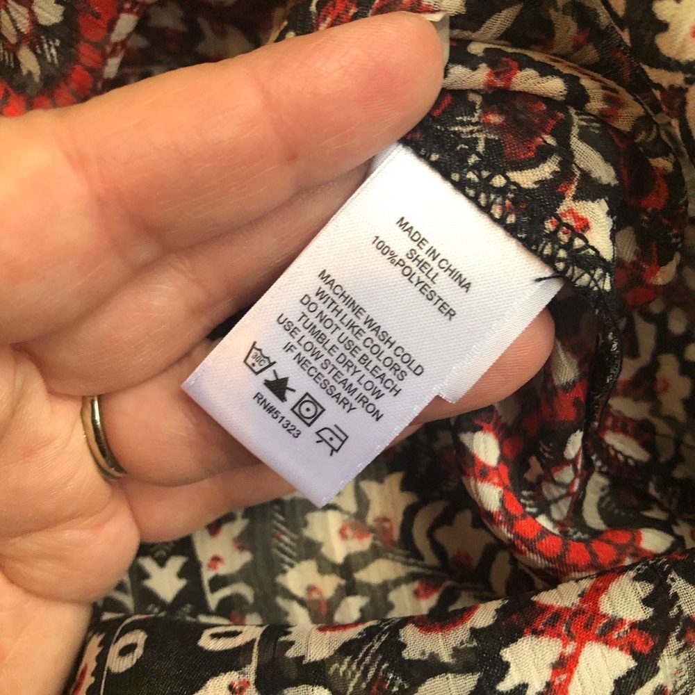 1.State sheer lace up patterned peasant top - Picture 6 of 9